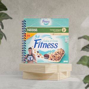 Quaderno Riciclato Unico Barrette Fitness- Copertina da Scatole di Prodotti - Carta Riciclata Interna - Rilegatura a Spirale in Alluminio