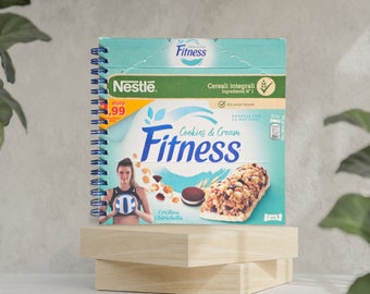 Fitness Bars Spiral Notebook - Recycled Paper Notebook Made with Original Packaging - Handmade Notebook