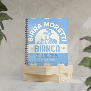 Quaderno Riciclato Unico Birra Moretti - Copertina da Scatole di Prodotti - Carta Riciclata Interna - Rilegatura a Spirale in Alluminio