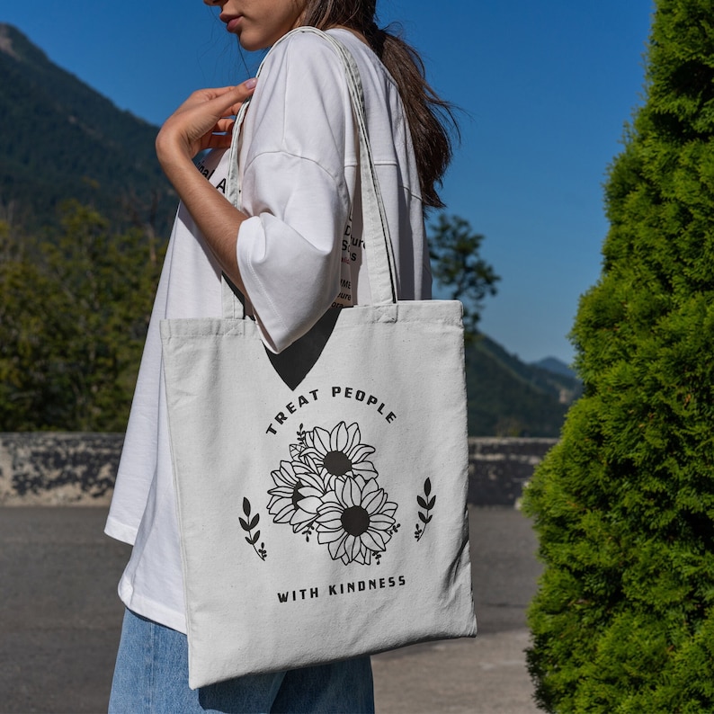 Treat people with Kindness canvas tote bags Harry gift TPWK Harry tote With pocket and zipper personalized tote gift for her 