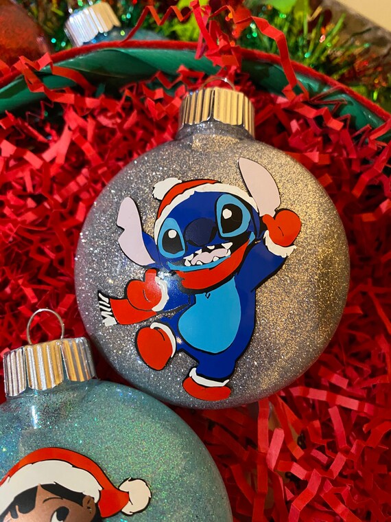 Stitch Ornament! Glittered Ornament For Your Christmas Tree! Custom Made -  Ohana