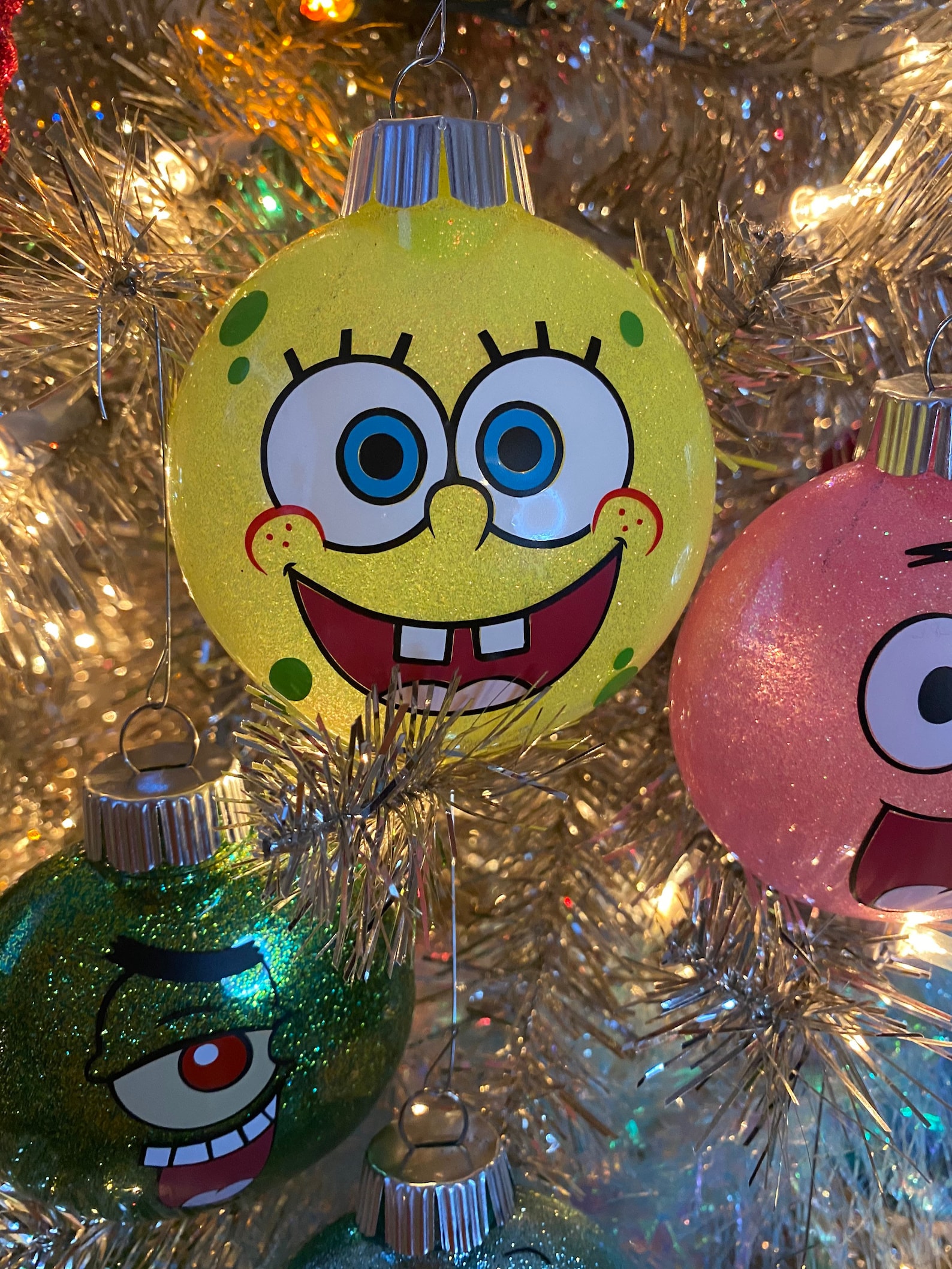 Custom Spongebob Squarepants Inspired Christmas Ornament Set Etsy