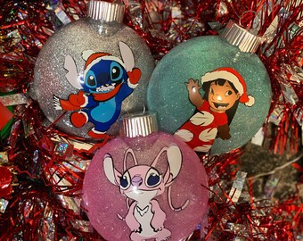 Custom Lilo and Stitch, Stitch Inspired Christmas Ornament Set