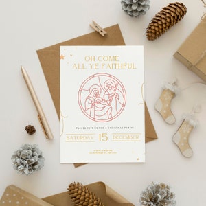 Church Christmas Party Invitation, Religious Party, O Come All Ye Faithful, Editable Template, INSTANT DOWNLOAD, Canva