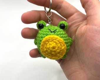 Crochet frog mini amigurumi plushie keychain