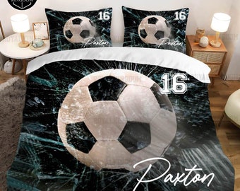 Football Soccer Shoot Kids Boys Duvet Quilt Cover Bedding Set Black Silver Grey Football Soccer Shoot Kids Boys Duvet Quilt Cover Bedding Set Black Silver Grey