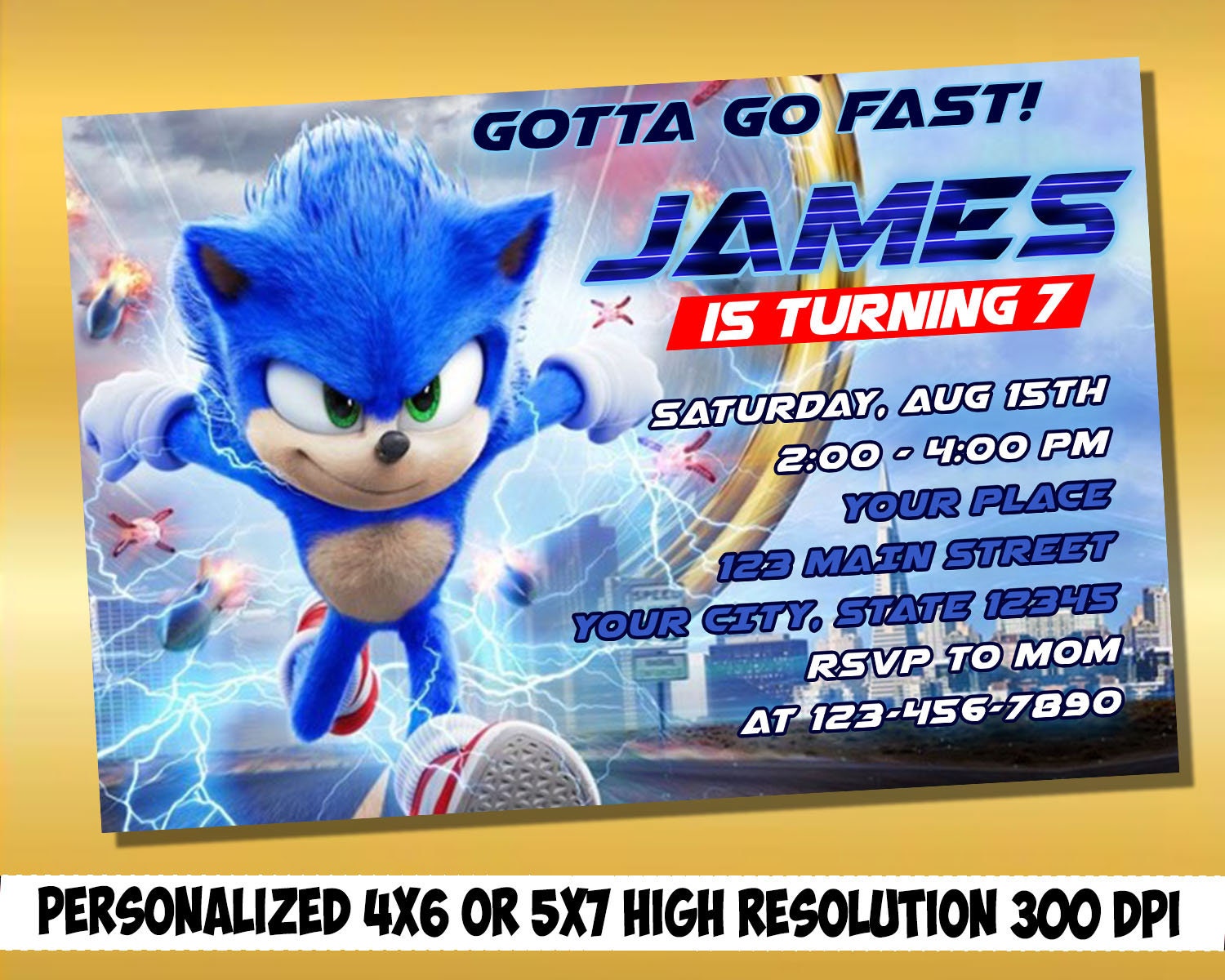 Sonic Birthday Party Invitation Sonic Invitations Etsy