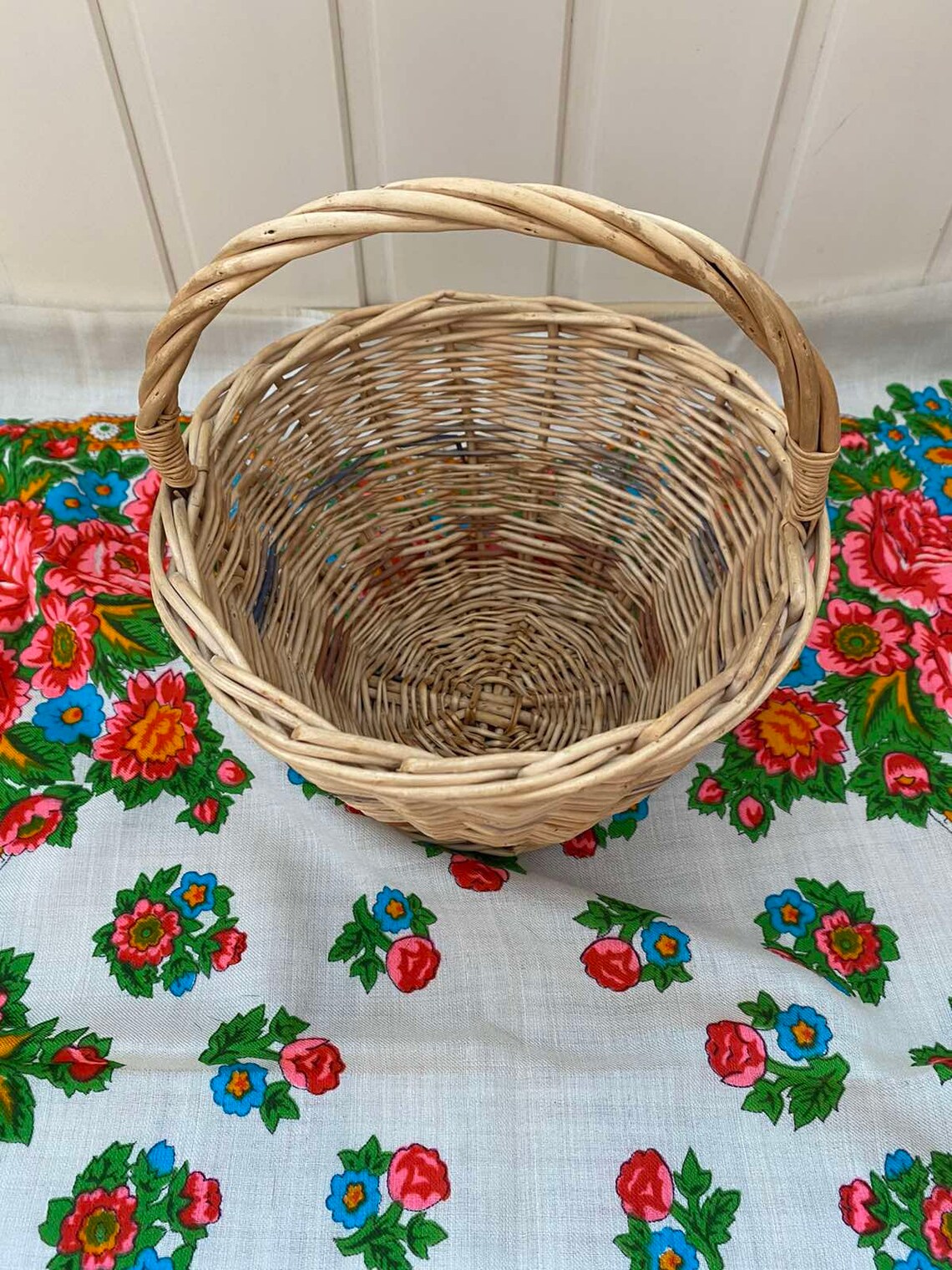 Vintage antique wicker basket Antique hand woven basket Etsy