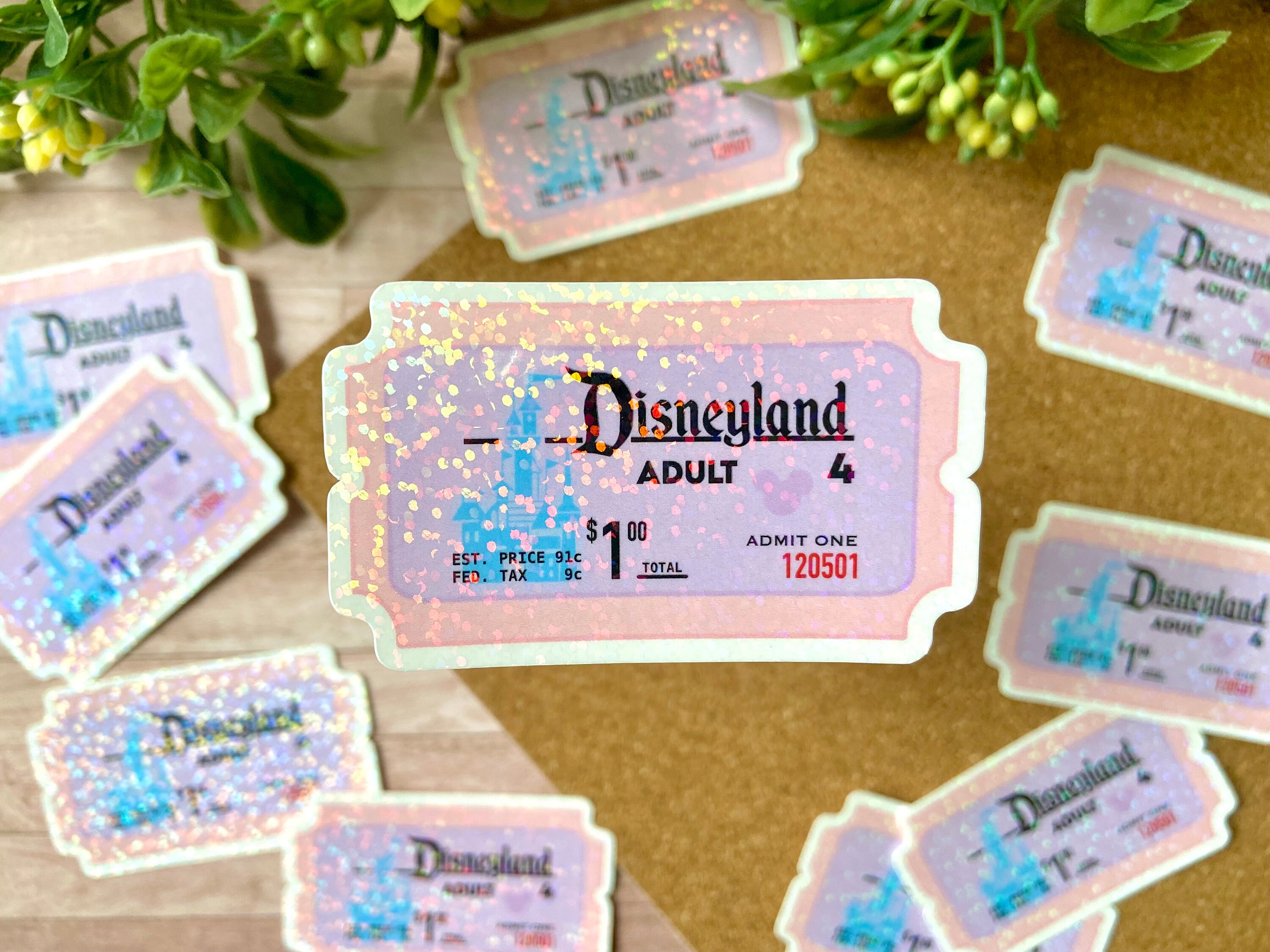 Vintage Disneyland Ticket Holographic Sticker Sticker for Etsy