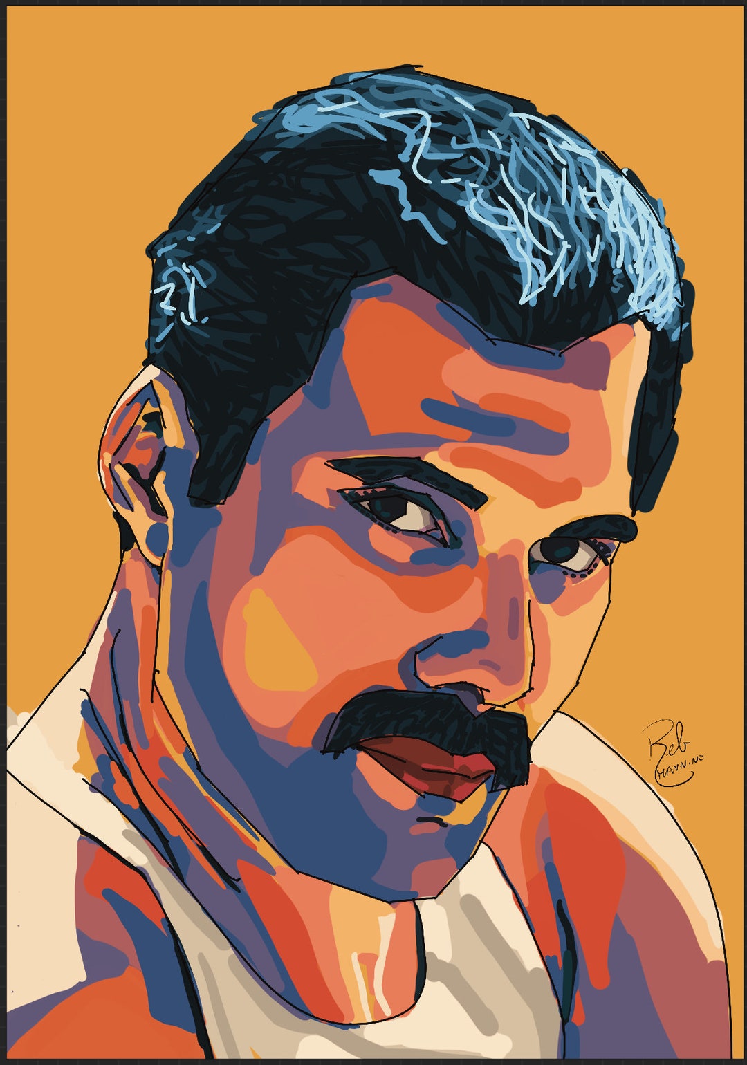 Pop Art Portrait Freddie Mercury Abstract | Digital Artwork | Queen ...