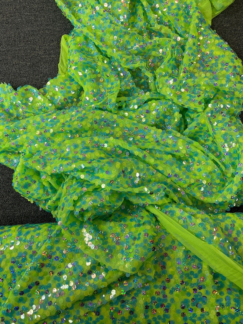 Lime Green Sequin Fabric - Etsy