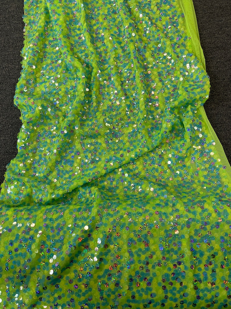 Lime Green Sequin Fabric - Etsy