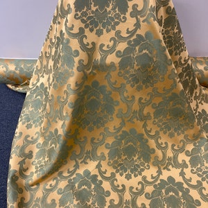 Green and Gold Brocade Fabric