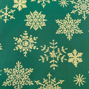 Holiday Green Metallic Cotton Fabric