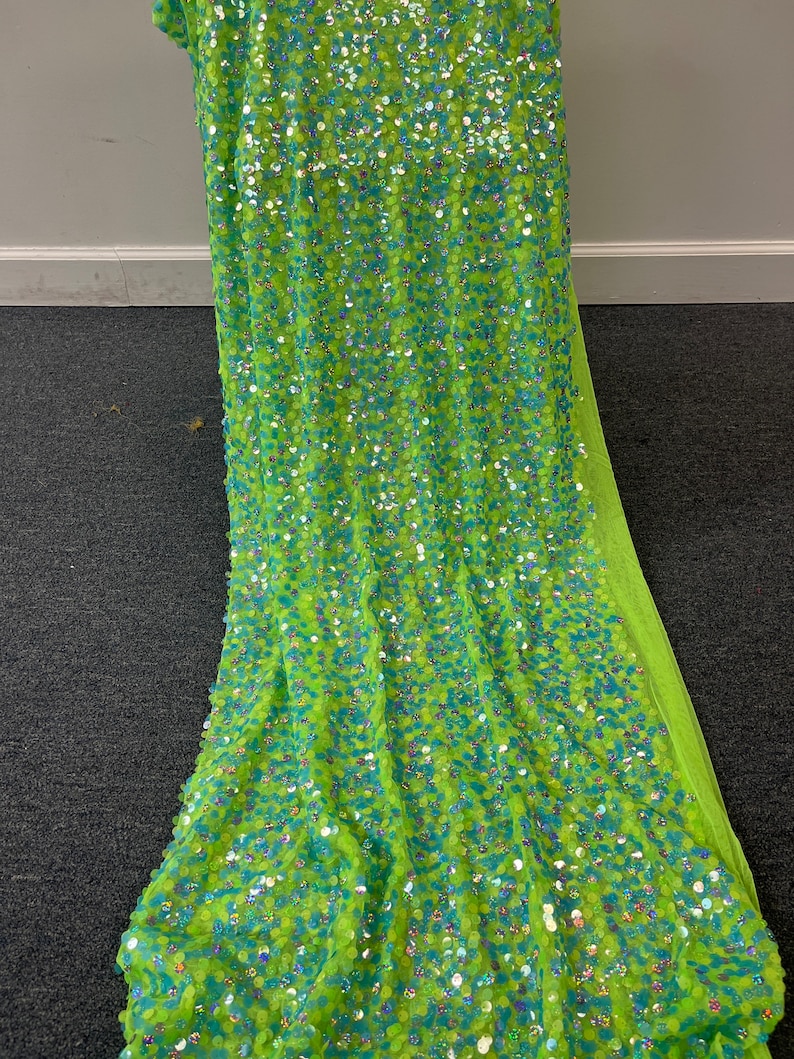 Lime Green Sequin Fabric Etsy