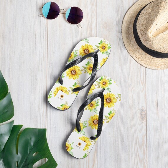 Sunflower Flip flops Etsy UK