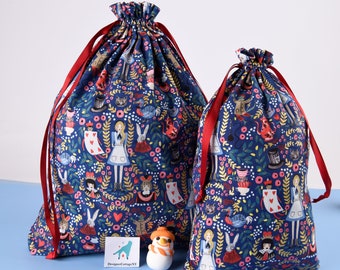 Alice Wonderland Gift Bag, Reusable Fabric Gift Tote, Bronzing Gift Bag,Premium Quality Durable Cotton Gift Wrap,Birthday gift,Easter gift