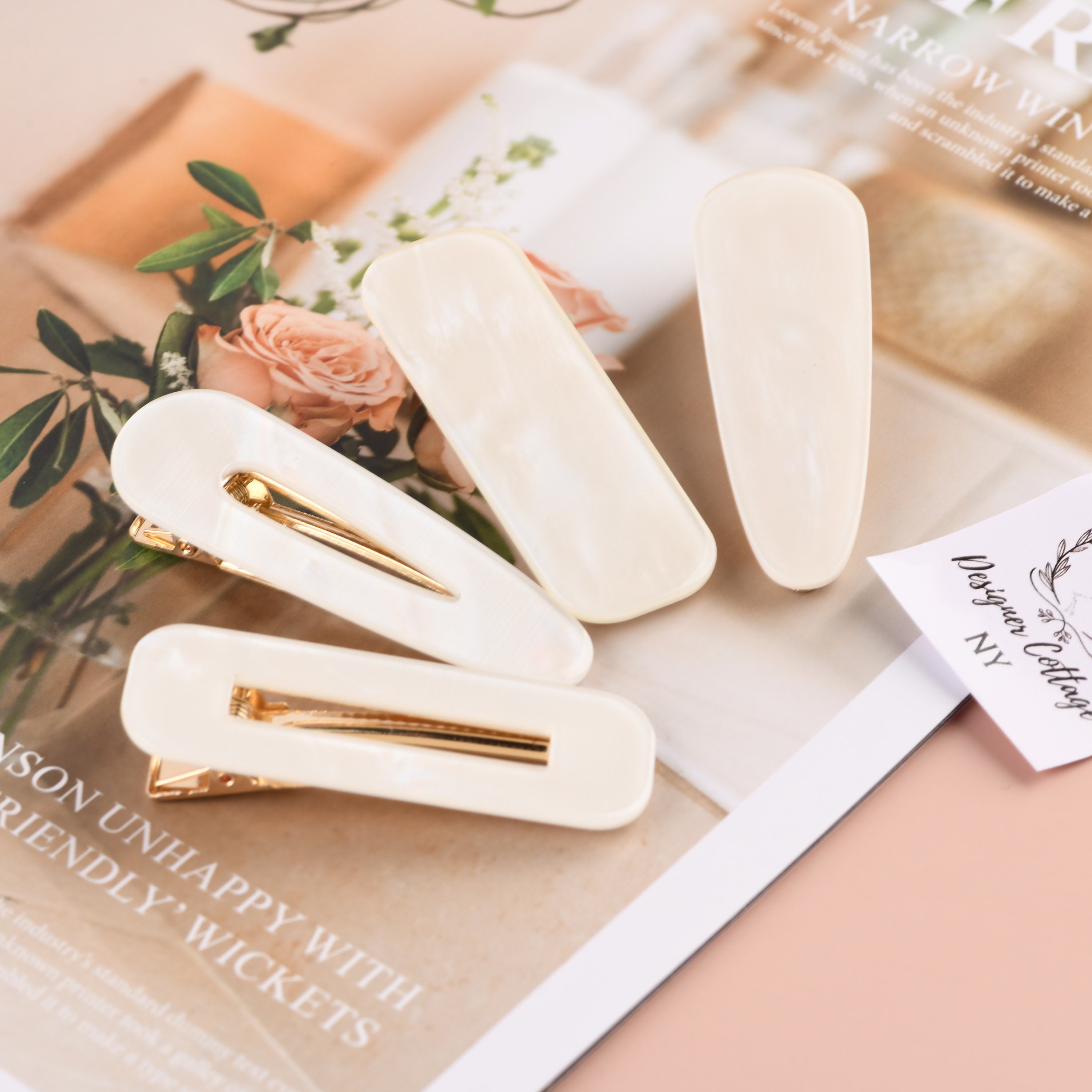 4 PCS White Hair ClipsAcetate HairpinHair Clip For Etsy