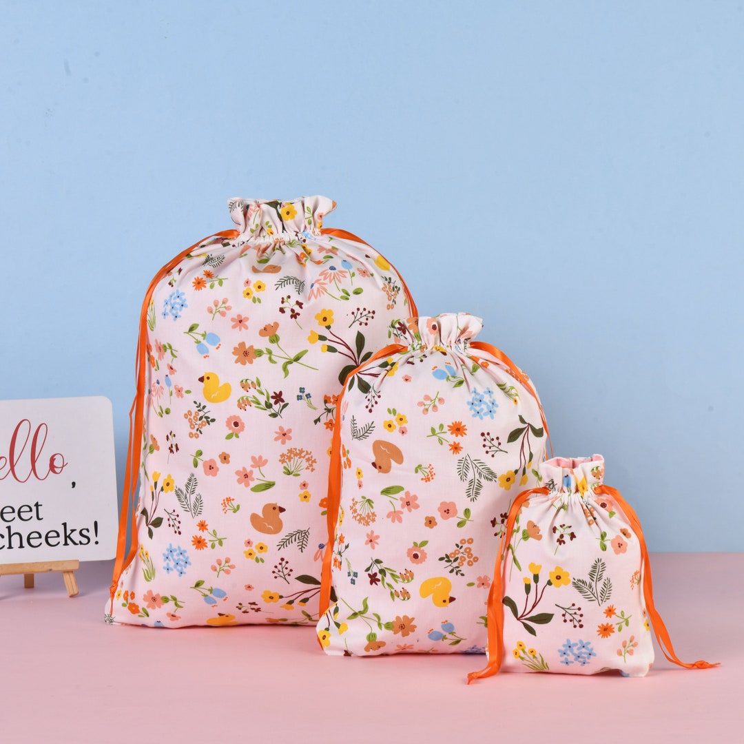 Flower Cotton Gift Bag for Her,winter Gift Bag,autumn Reusable Fabric Gift Tote,premium Quality