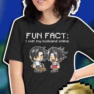 I Met My Husband on MapleStory - Funny Online Dating Gifts - Black Shirt - Long Distance Relationship Works - Wife Gift - Just Married!