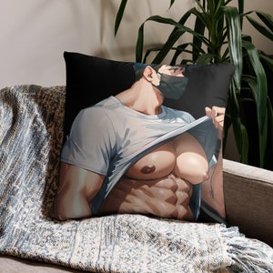 Bara Tiddies Masked Muscle Chest Yaoi Barazoku Lewd Basic Pillow