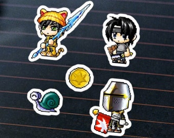 MapleStory Nostalgia FangBlade Tiger Noob Snail Mesos Funny Nerd Decal Stickers for Car & Office