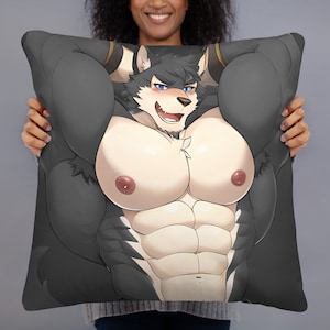 Gay Furry Bara Daddy Flexing Sexy Big Biceps Podstawowa Poduszka