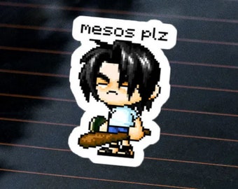 Mesos PLZ MapleStory Sticker: Nostalgic Anime Gamer Car Decal