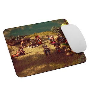 Octopath Traveler II Cast - Partitio Agnea Hikari Temenos - Pixelated JRPG - Pixel Aesthetic - Kawaii Fantasy Game Gift - Gamer Mouse Pad