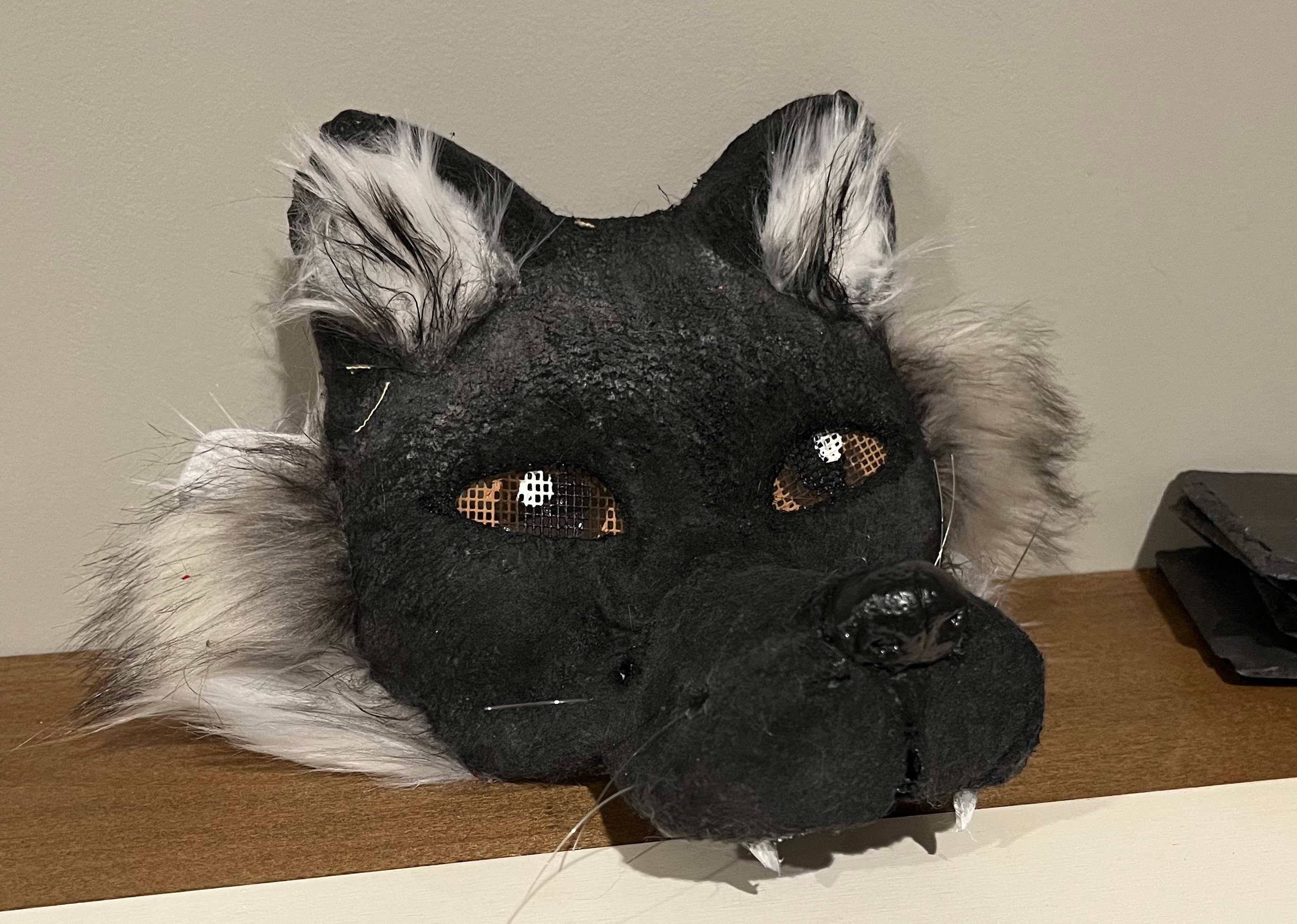 Charcoal Coloration Wolf Mask (HANDMADE) by FoxxyFurends -- Fur