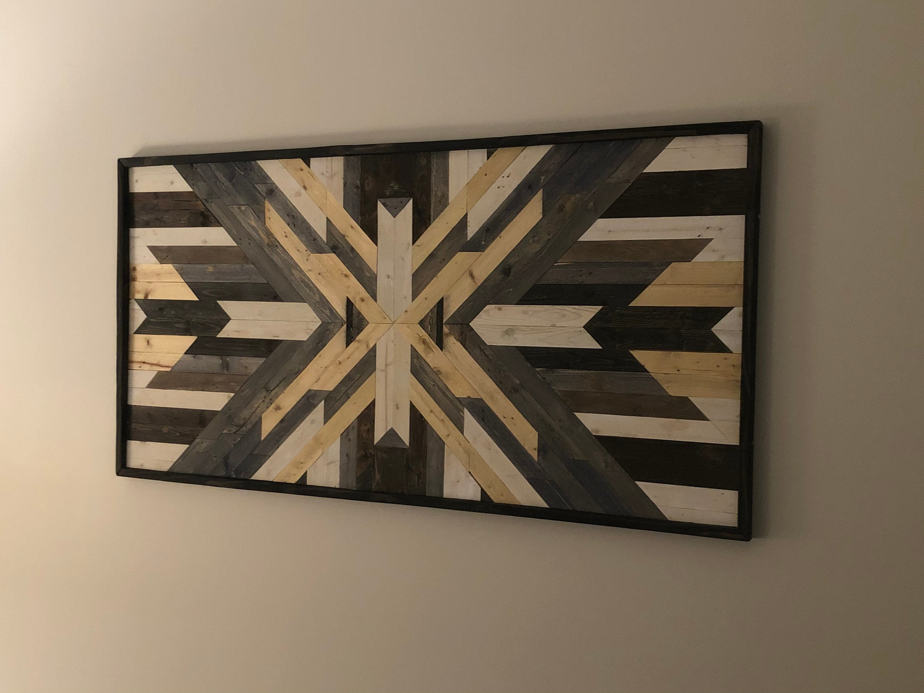 Wood mosaic art piece Etsy