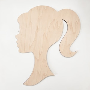 Barbie Inspired Silhouette Head DIY Wood Blanks to Decorate, Unfinished Wood Sign or Door Hanger Blank, Blank for Paint or Vinyl