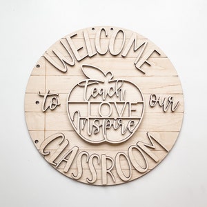 Welcome to our Classroom Door Hanger, School Unfinished DIY Wood Kit, Blanks to Decorate Home Decor, DIY Classroom Sign Interchangeable