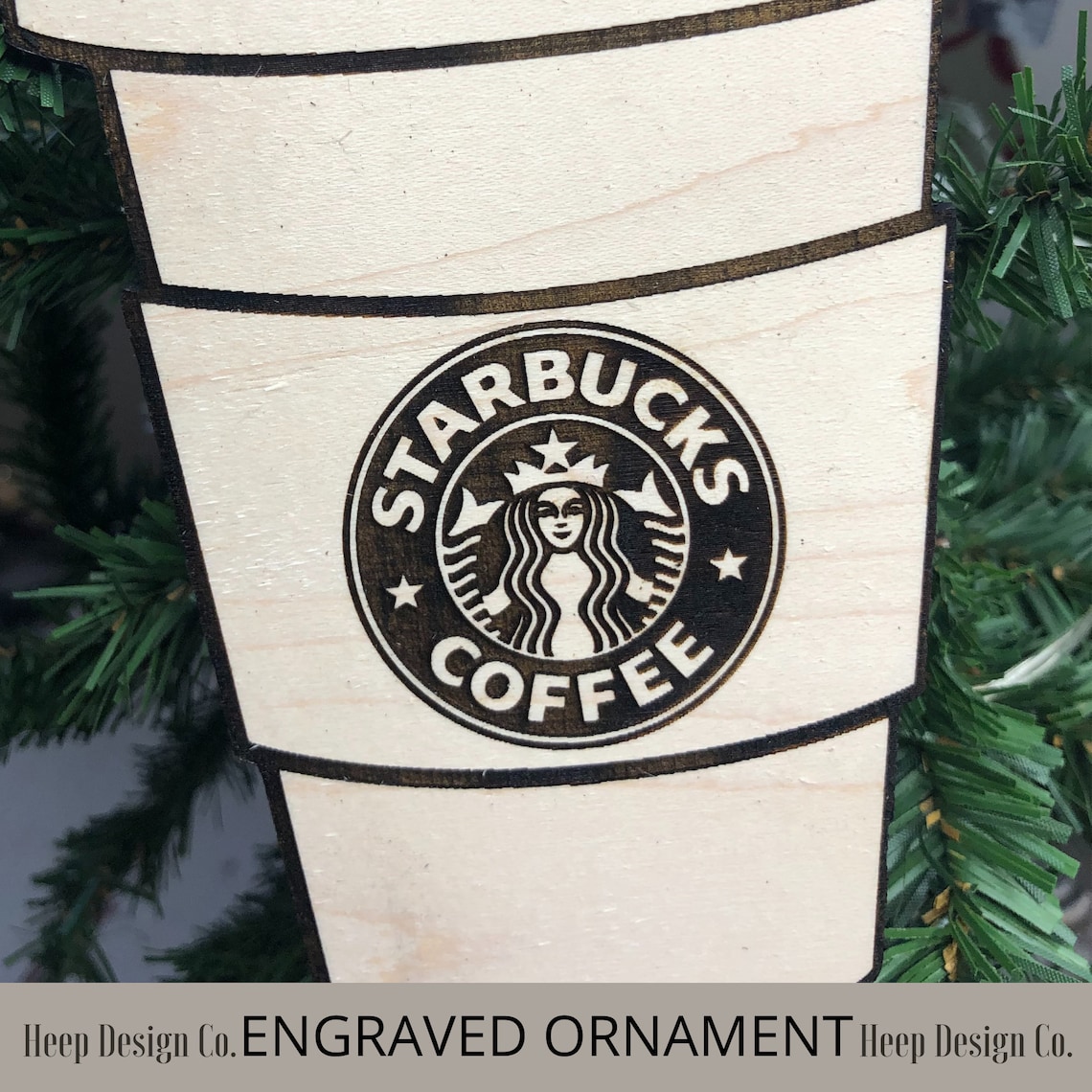 Starbucks Cup Engraved Ornament Wood Engraved Ornament Etsy