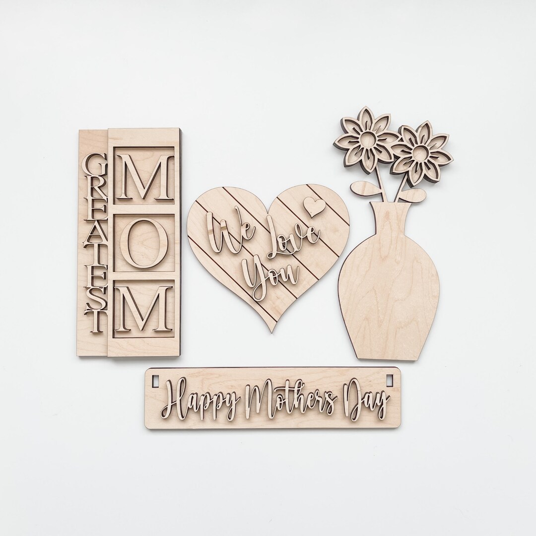 Mother's Day DIY Wood Wagon or Crate Inserts, Unfinished Wood Blank Kit