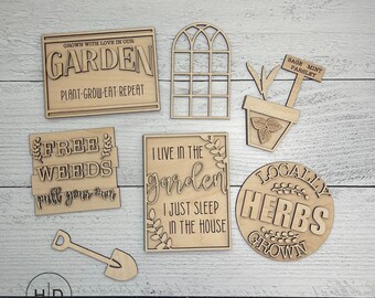 Garden Tiered Tray Bundle DIY  | Wood Craft Kit | Tiered Tray Decor | Do It Yourself | DIY Craft Kit | 3D Decor | Gift for Gardener | Weeds
