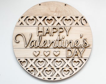 Happy Valentine's Day DIY Door Hanger, Valentine Hearts Unfinished DIY Wood Kit, Blanks to Decorate Home Decor, Winter DIY Sign