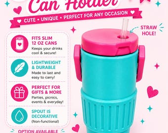 3D Printed Can Holder with Straw |Can Holder | Mother Gift | Can Holder | Cute Gift | Perfect Gift for Her | 3D Print Viral Slim Can