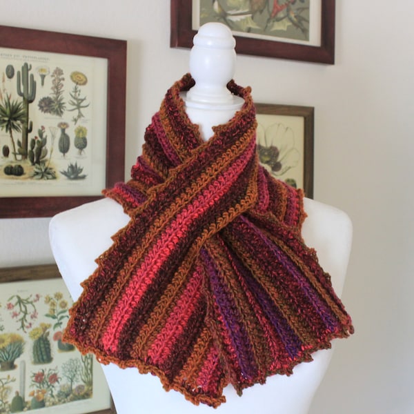 Fall Breeze Crochet Scarf Pattern - Easy Crochet Scarf Pattern - Keyhole Crochet Scarf Pattern PDF