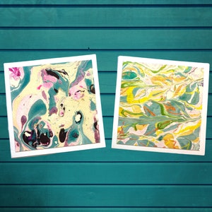 Wenskaarten Set van 2, handgemaakte One Of A Kind Art, Blank Inside, Alle Gelegenheid, Verjaardag, Bruiloft, Jubileum, Pasen &Thank You Card