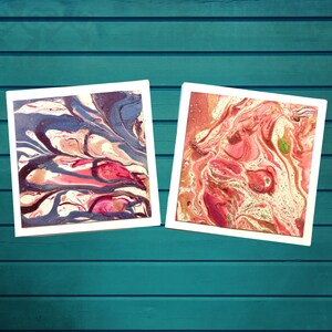 Wenskaarten Set van 2, handgemaakte One Of A Kind Art, Blank Inside, Alle Gelegenheid, Verjaardag, Bruiloft, Jubileum, Pasen &Thank You Card