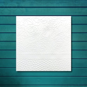 Cartes de voeux blanches en relief avec fleur et pois, lot de 5 | Jeu de cartes carrées, vierges, merci, jeu de cartes de correspondance, cartes artisanales