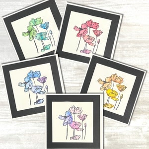 Handmade Watercolor Greeting Cards Set -  All Occasion, Birthday, Note Card, and Thinking of You Card - Unique Handcrafted Cards