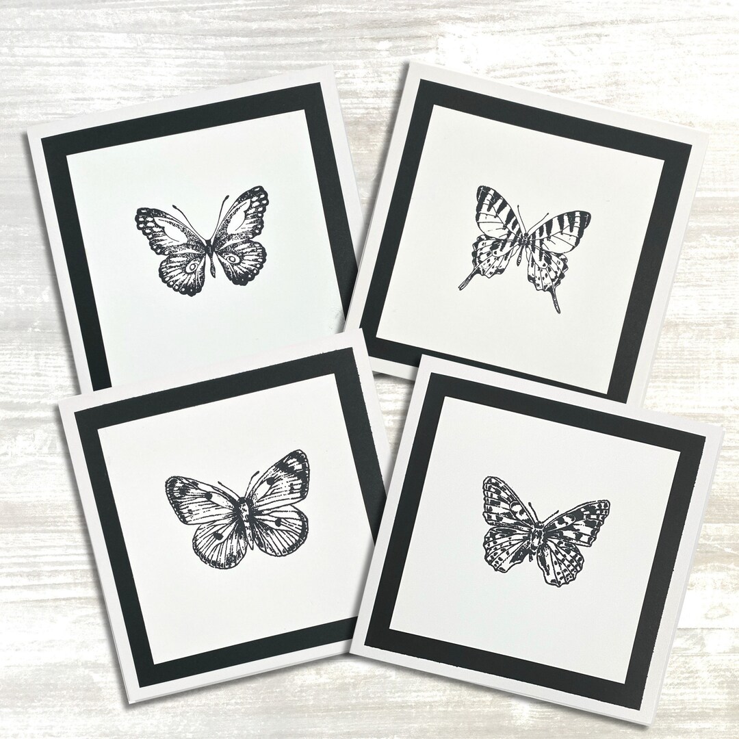 Handmade Stamped Butterfly Greeting Cards Set - All Occasion, Birthday ...