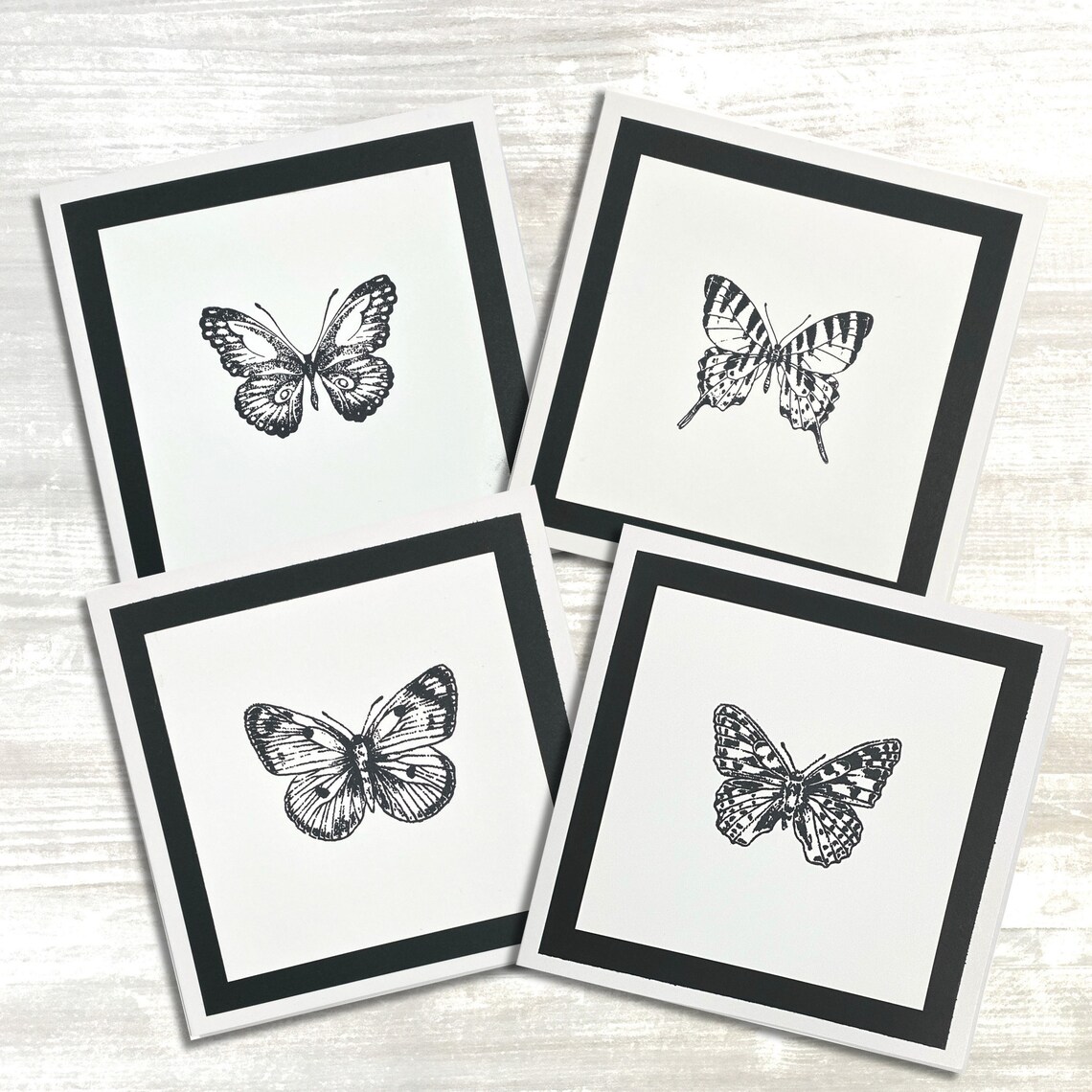 Handmade Stamped Butterfly Greeting Cards Set - All Occasion, Birthday ...