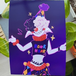 Purple Clown Mini Print Glossy | 7x5in// clowncore clown colorful print