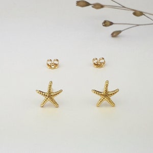 Starfish stud earrings gold (1 pair) (925 sterling silver)