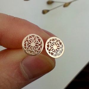 Mandala sun stud earrings rose gold (1 pair) (925 sterling silver)