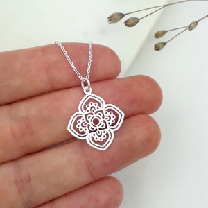 Necklace with mandala pendant 925 sterling silver