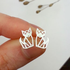 Fox stud earrings 925 sterling silver (1 pair)